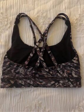 lululemon athletica Black Strappy Sports Bra with Geometric Print